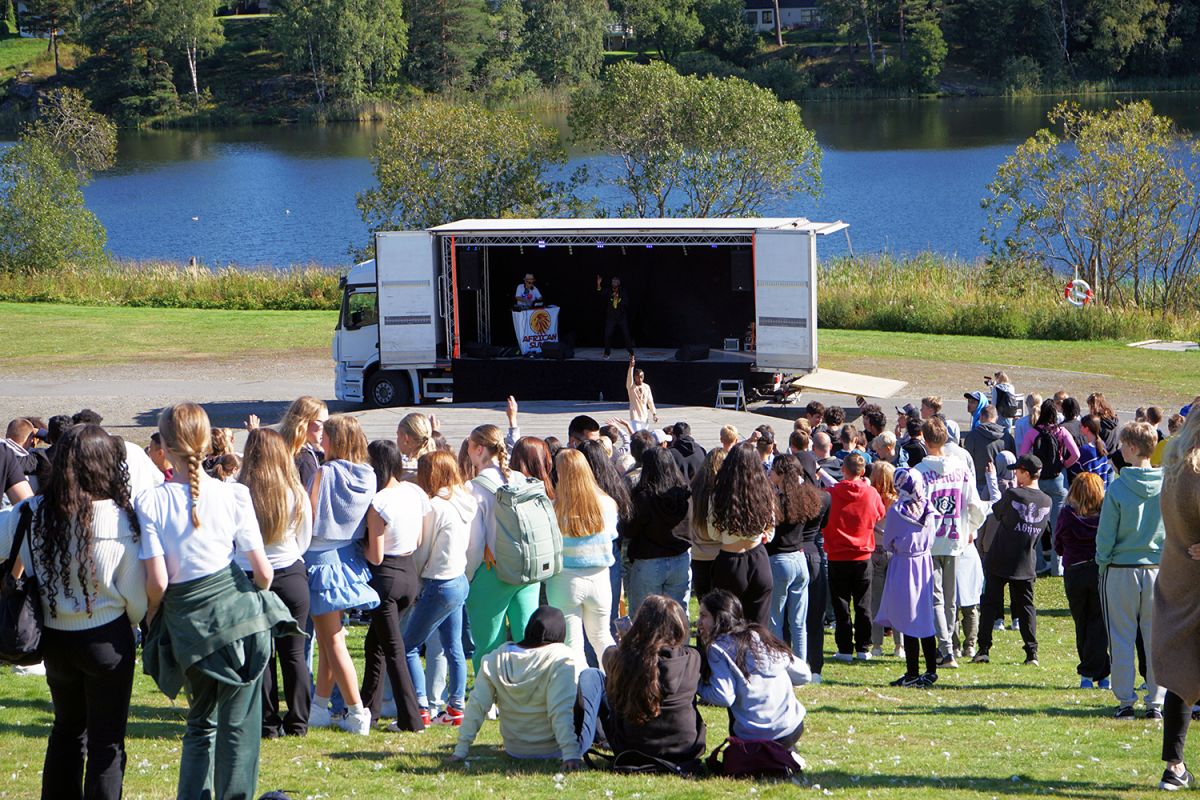 Ungdommer på konsert i park