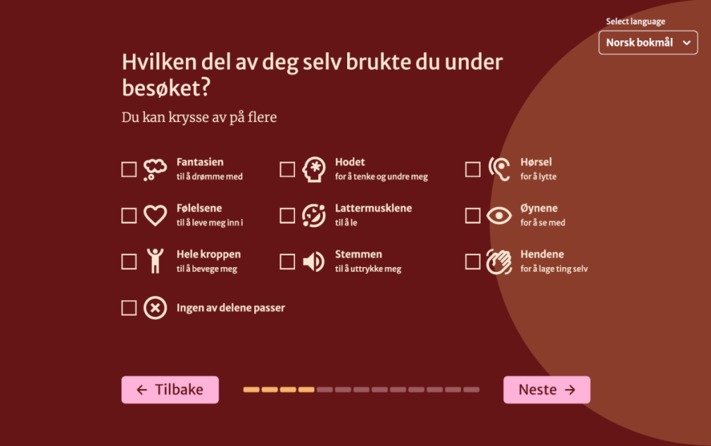 Skjermdump fra elevtilbakemeldingsverktøyet.